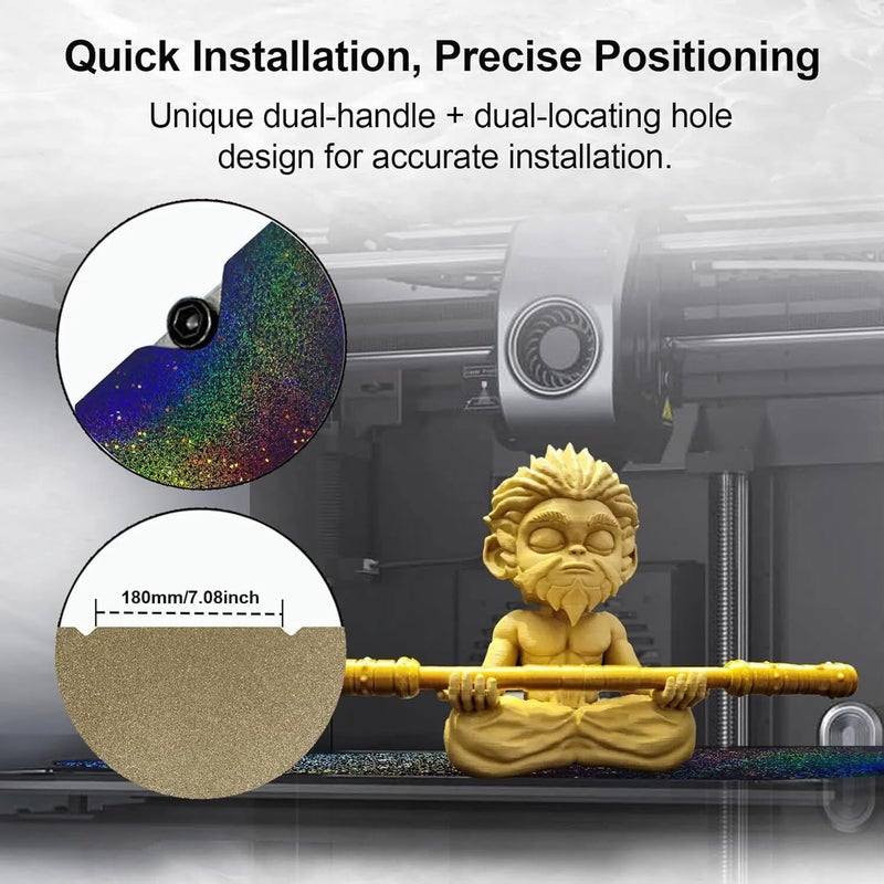 IdeaFormer-3D لوحة بناء PEY+PEI ذات القوام النجمي قوس قزح لطابعة Creality K1 Max/Ender 3 V3 Plus، لوحة فولاذية مرنة مزدوجة الجوانب PEY PEI بدون لوحة سرير مغناطيسية 315x310 مم - Image 3